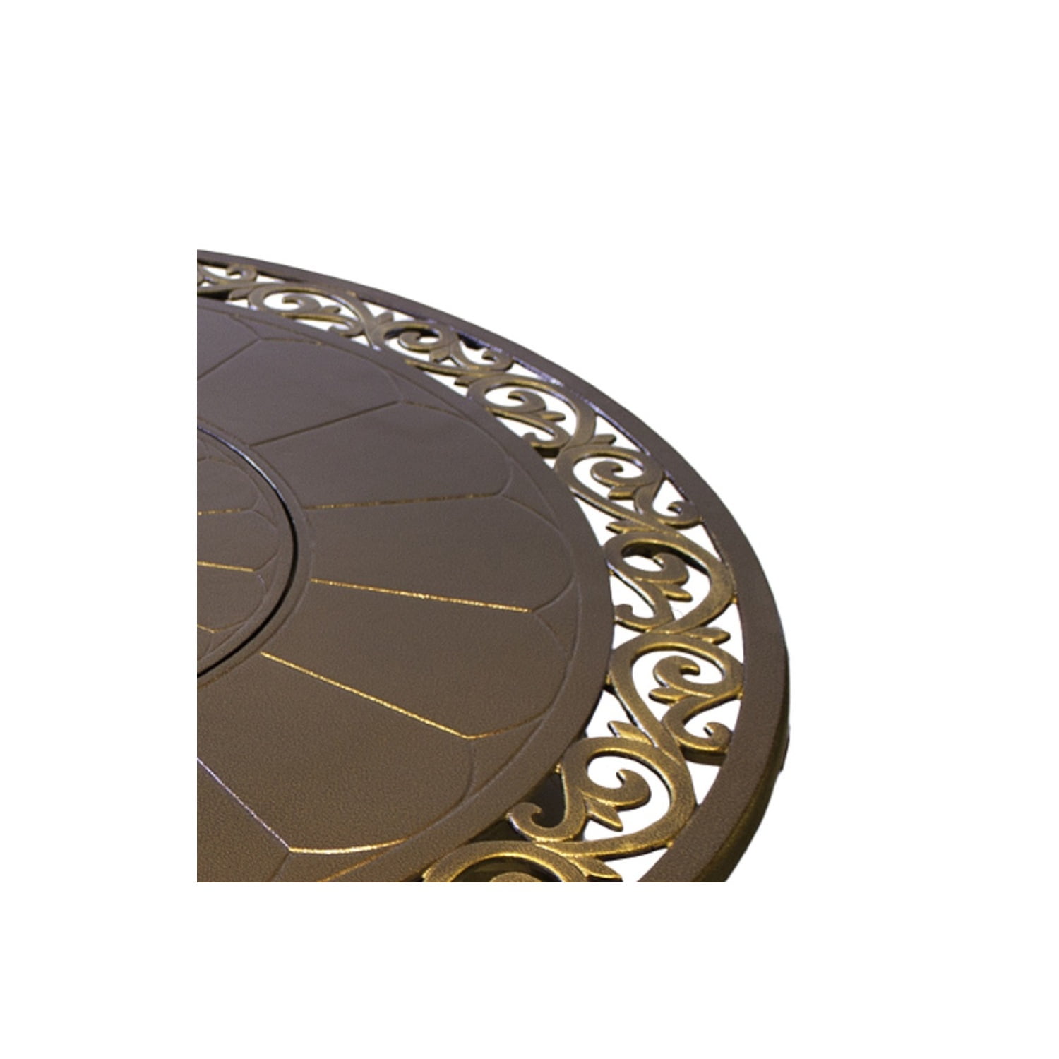 Hiland Round Cast Aluminum Decorative Fire Pit, Bronze - Detailed View 2 | EuroLife Furniture