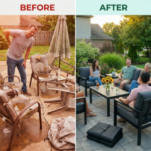 Aluminum Patio Furniture Set Built to Last Outdoors, 7 Piece Metal, Waterproof Covers, 5-Inch Cushions