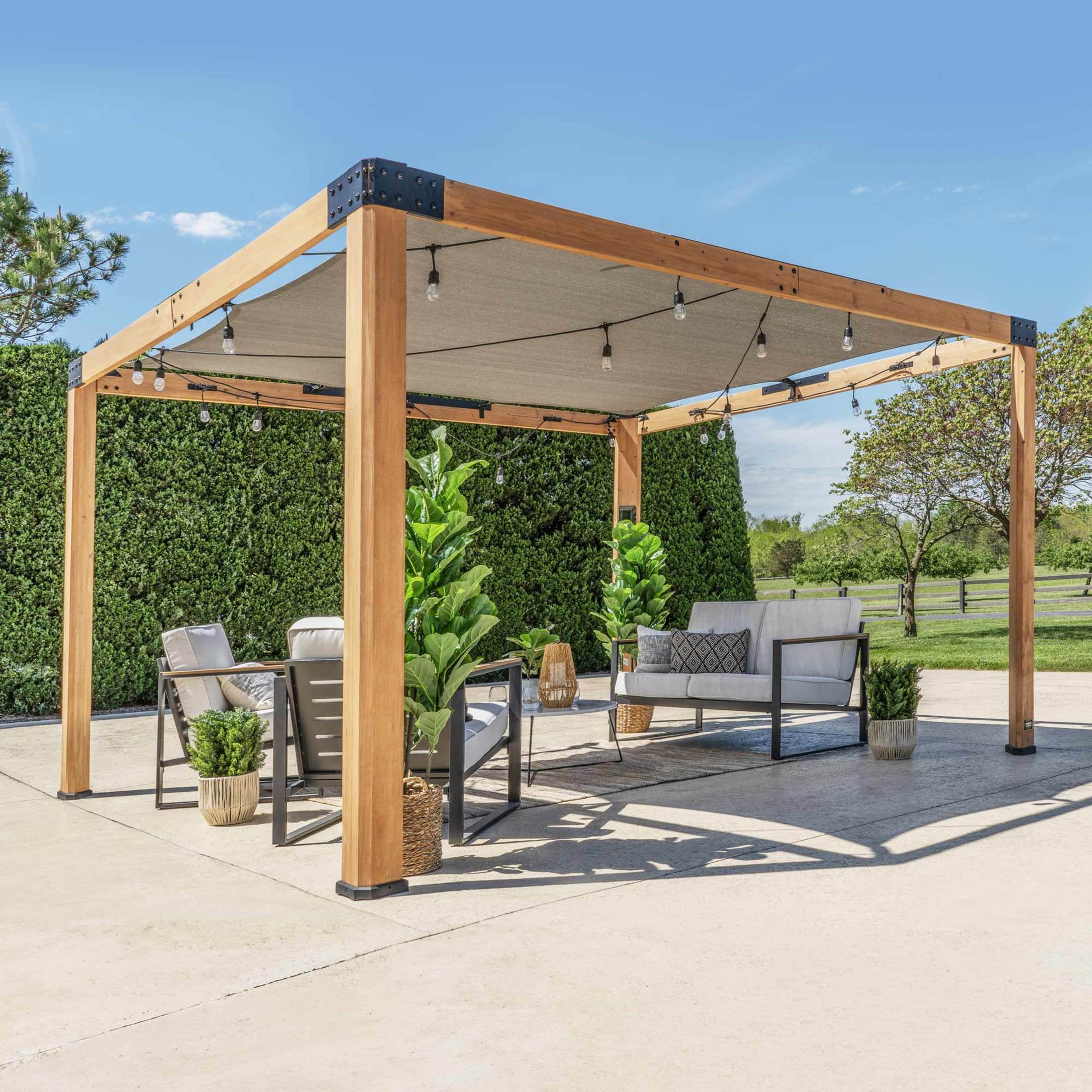 Wood & Shade-Sail Pergolas