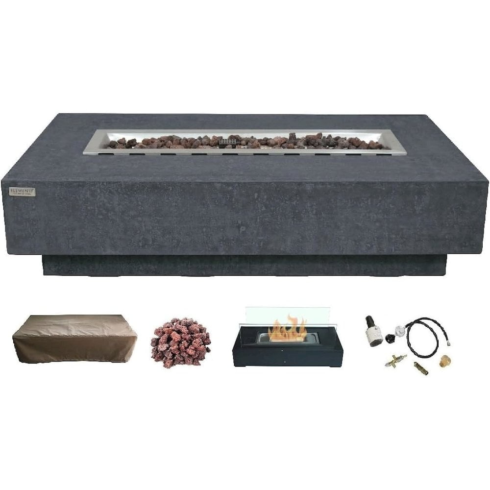 Elementi Hampton Fire Table - Dark Grey - Propane - Fire Pits by EuroLife Furniture