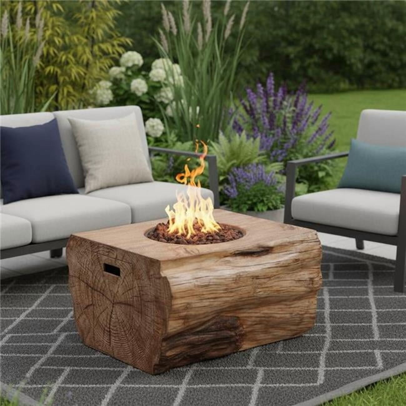 HomeRoots 535178 40 in. 50000 BTU Brown Aluminum Natural Gas Rectangular Fire Pit with Cover - Fire Pits by EuroLife Furniture
