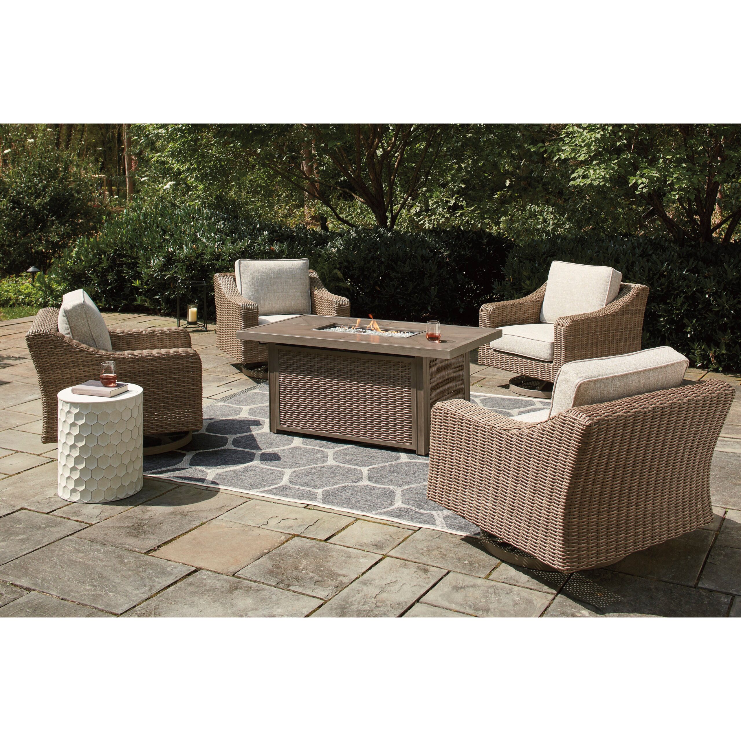 Fire Island Mist Outdoor 58" Firepit Table - Detailed View 4 | EuroLife Furniture