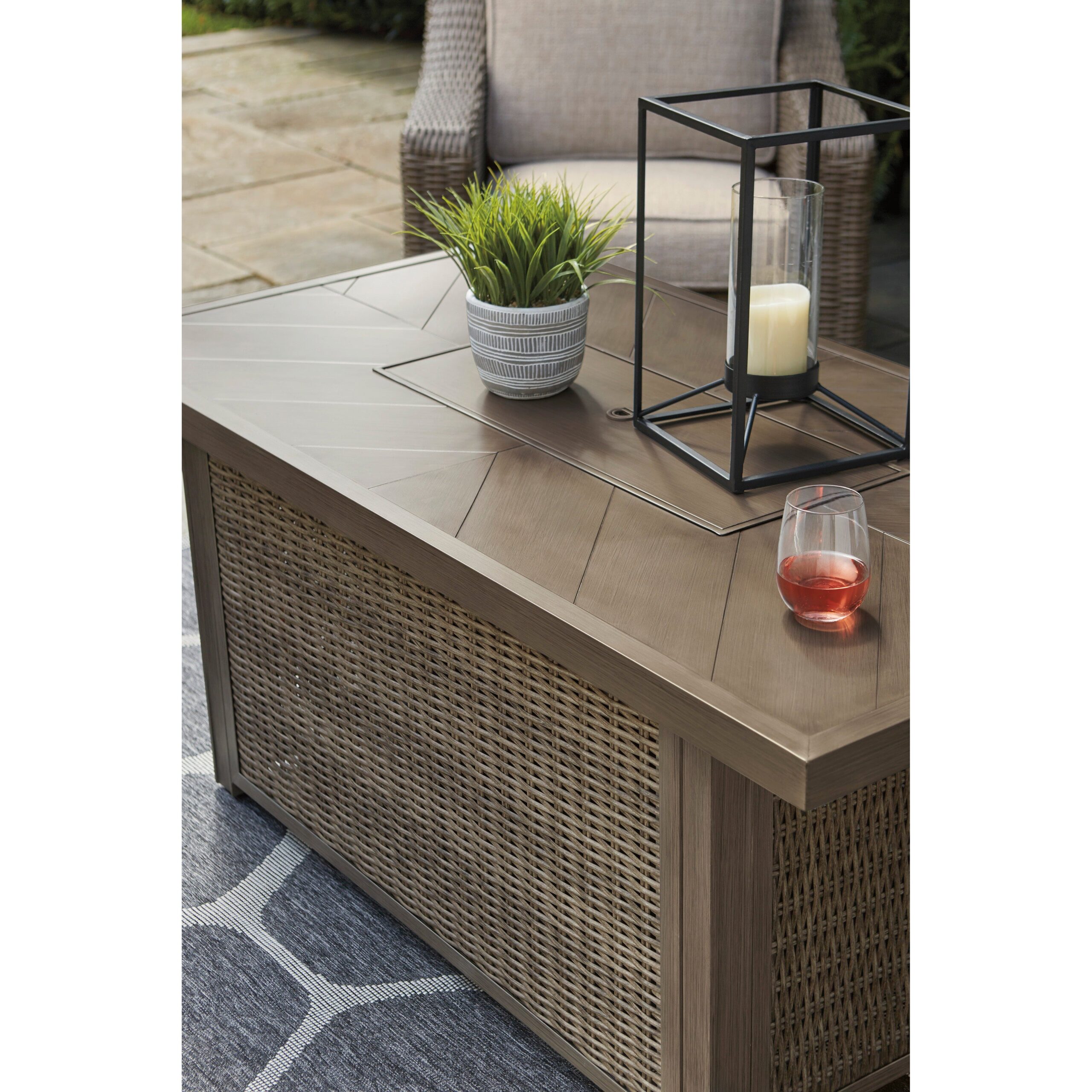 Fire Island Mist Outdoor 58" Firepit Table - Detailed View 5 | EuroLife Furniture