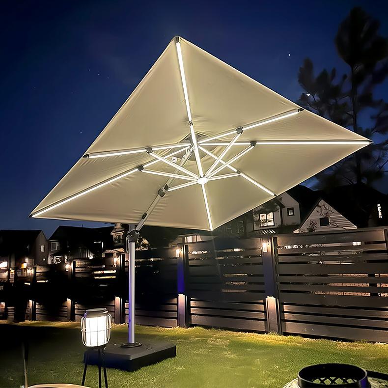 PURPLE LEAF Large Solar Yard Umbrellas Double Top Square Patio Umbrella with Lights - Patio Umbrella by EuroLife Furniture