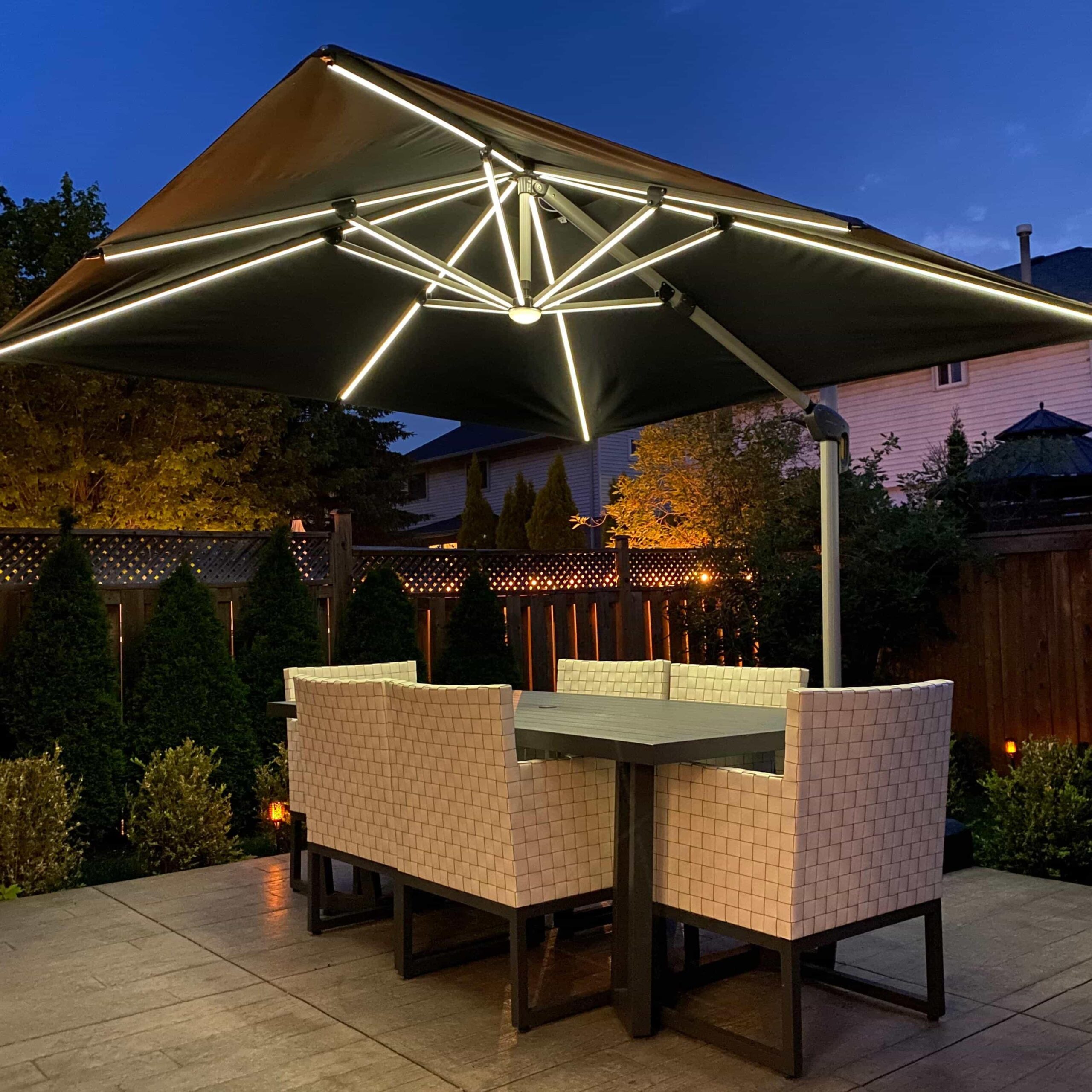 PURPLE LEAF Large Solar Yard Umbrellas Double Top Square Patio Umbrella with Lights - Detailed View 6 | EuroLife Furniture
