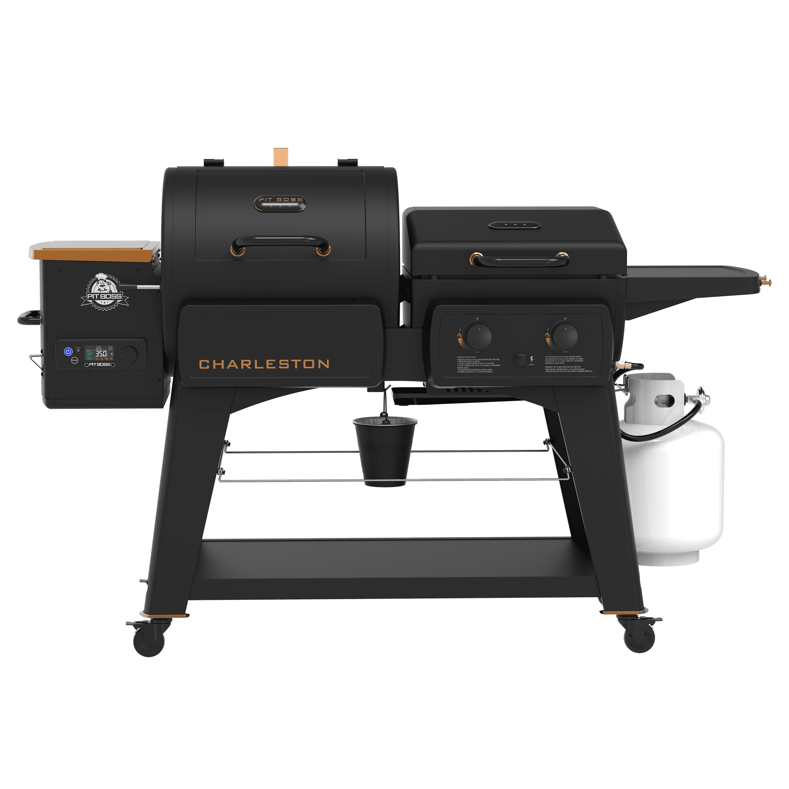 Pit Boss Charleston Combo Grill, 1020 sq in Wood Fired Pellet Grill and Gas Griddle, Onyx Series - Pellet & Gas Grill Combos by EuroLife Furniture