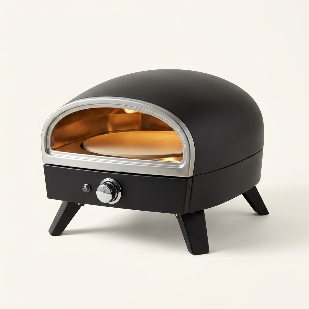 Propane Pizza Oven Built for Backyard Entertaining, 12 inch Stone, Rotatable Motor, Quick Heat-Up - Denjol Pergolas & Outdoor by EuroLife Furniture