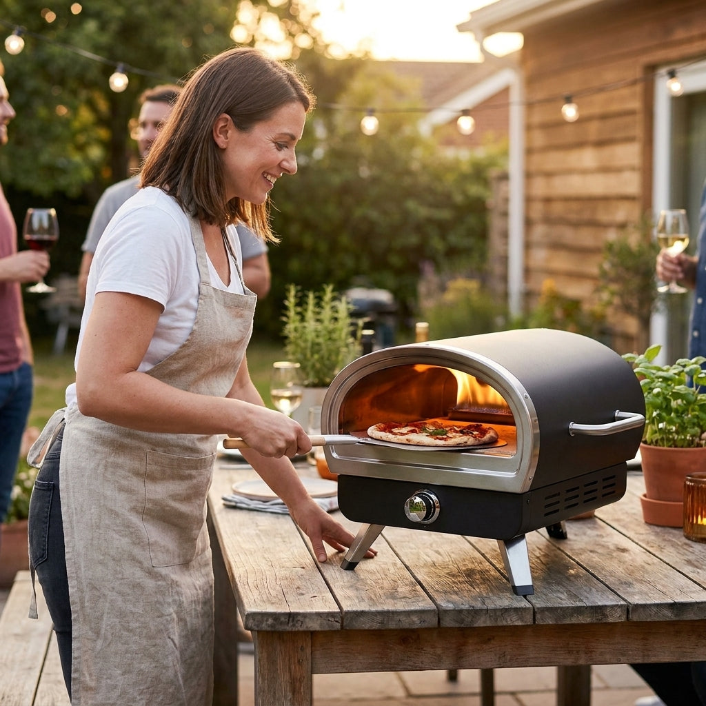 Propane Pizza Oven Built for Backyard Entertaining, 12 inch Stone, Rotatable Motor, Quick Heat-Up - Detailed View 2 | EuroLife Furniture