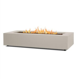 Real Flame Aegean 70" Rectangle Steel Propane or Natural Gas Fire Pit Table in Light Sand