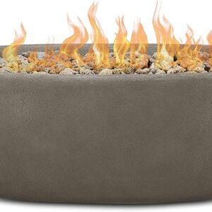 Real Flame Riverside 58" Oval Concrete Propane Fire Pit in Glacier Gray