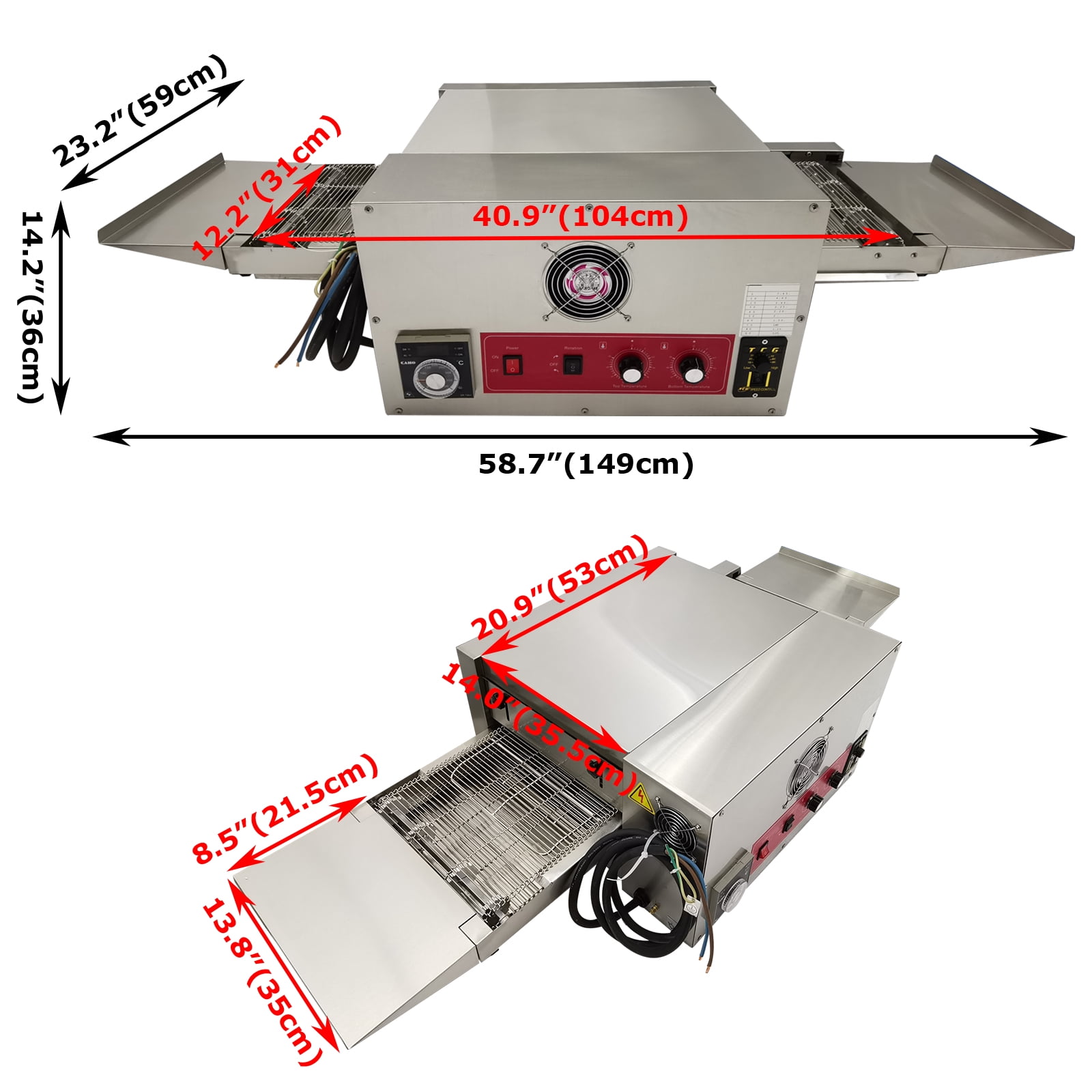 12" Electric Pizza Oven Countertop Conveyor Belt Chain Type Pizza Oven 220V - Detailed View 2 | EuroLife Furniture