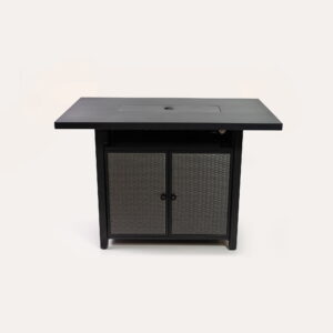 Deko Living 55 Inch Rectangular Outdoor Propane Gas Fire Pit Barstool Table 40,000 BTU with Glass Bead Filler