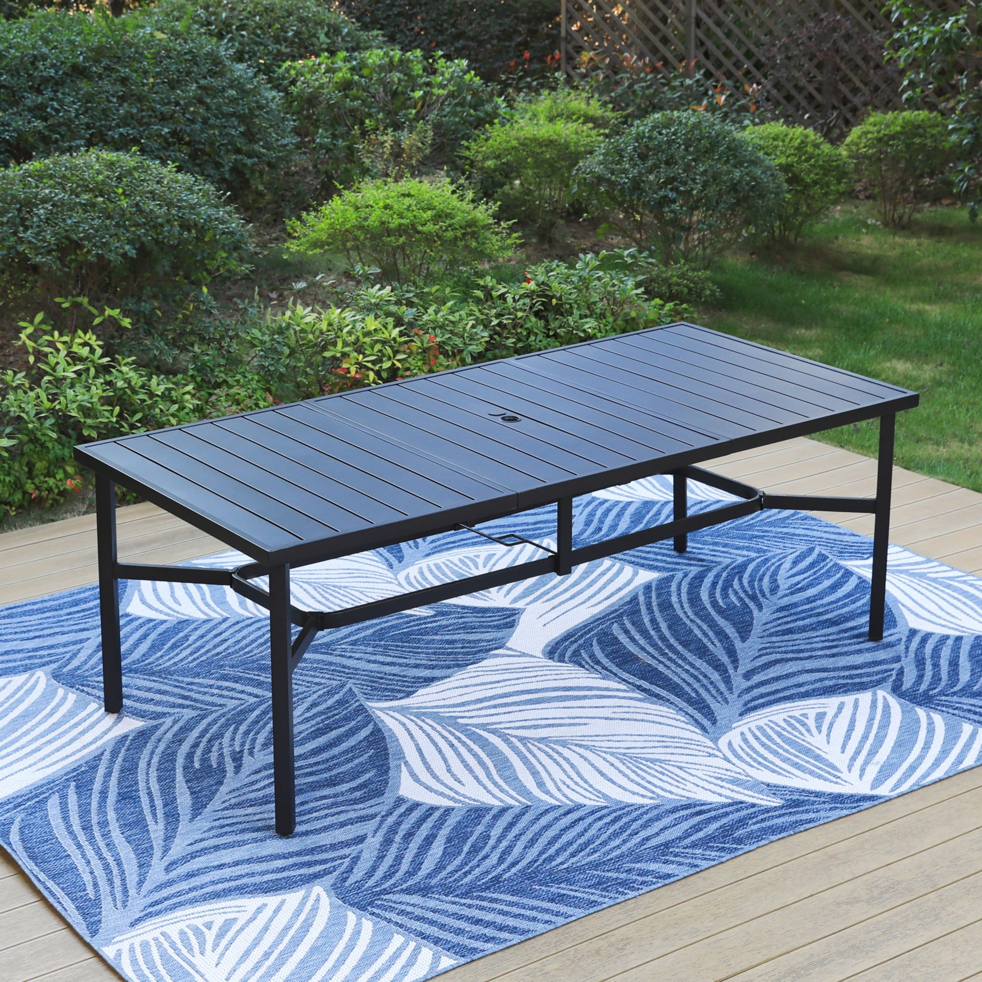MF Studio 9-Piece Outdoor Patio Dining Set with Stacking Chairs & 8-Person Table, Black - Detailed View 6 | EuroLife Furniture