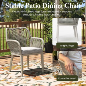 LayinSun Outdoor Dining Set for 4, 5 Pieces Patio Furniture Sets with Aluminum Dining Table and Rope Weave Chairs