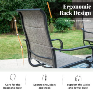 7-Piece Outdoor Patio Dining Set for 6, Padded High-Back Swivel Chairs and Rectangular Table, Grayish Brown