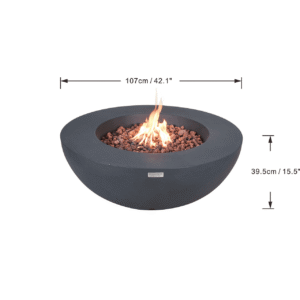 Elementi 42" Lunar Bowl Fire Pit - Dark Gray, Natural Gas