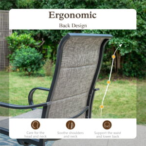 Sophia & William 7 Pieces Patio Outdoor Dining Set Swivel Padded Textilene Chairs and Table Set Outside Furniture Set with Umbrella Hole for Backyard