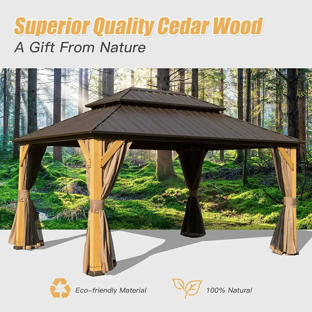 Wood Gazebo with Galvanized Steel Roof - Cedar Post - Detailed View 4 | EuroLife Furniture