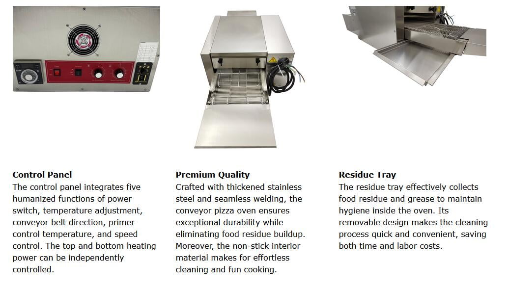12" Electric Pizza Oven Countertop Conveyor Belt Chain Type Pizza Oven 220V - Detailed View 6 | EuroLife Furniture