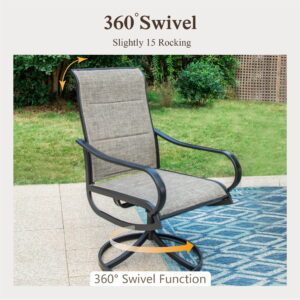 Sophia & William 5 Pieces Metal Patio Dining Set Swivel Padded Chairs and Table Set
