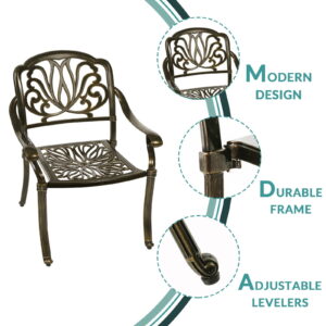 MEETWARM 9-Piece Outdoor Patio Dining Set, 8 Outdoor Dining Chairs and 1 Oval Table with 2.2" Umbrella Hole, All Weather Cast Aluminum Patio Funiture Set for Backyard, Patio, Garden