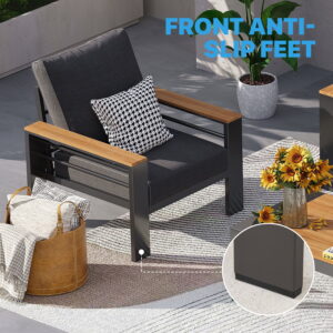Clouddwell 7-Seats Outdoor Patio Sectional Set with Coffee Table & Cushions - Aluminum Furniture for Terrace/Garden/Poolside (Gray)