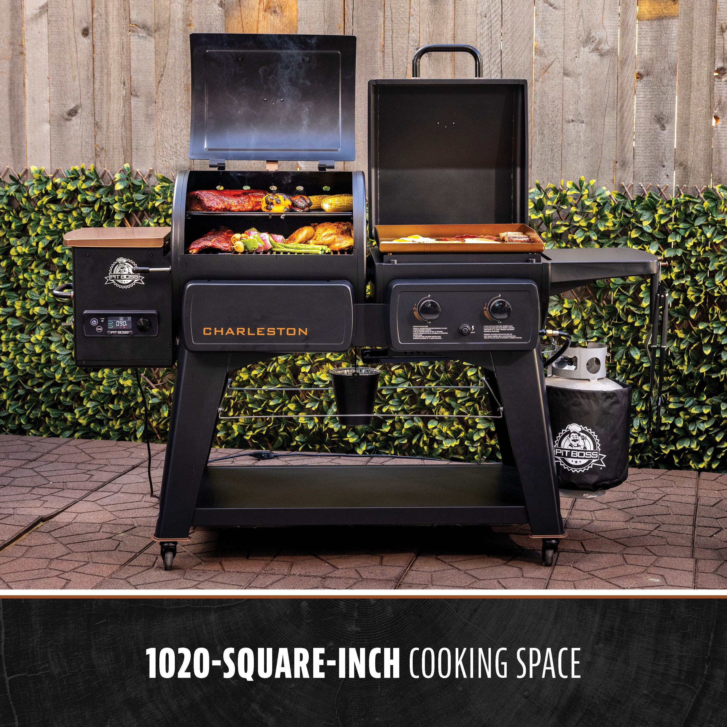 Pit Boss Charleston Combo Grill, 1020 sq in Wood Fired Pellet Grill and Gas Griddle, Onyx Series - Detailed View 4 | EuroLife Furniture