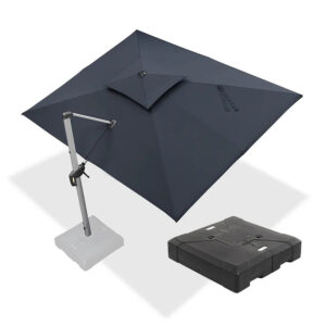 PURPLE LEAF Rectangular Large Outdoor Cantilever Umbrella With Base for Garden, Pool