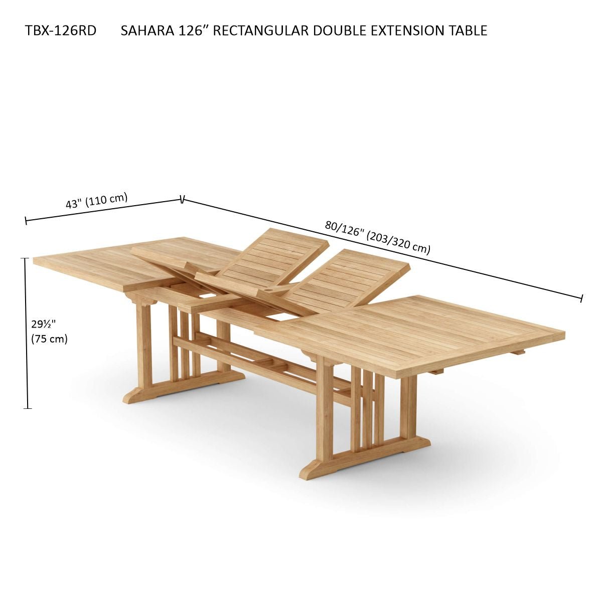 Large Teak Outdoor Dining Table (126" Long Rectangle) - Sahara - Detailed View 6 | EuroLife Furniture