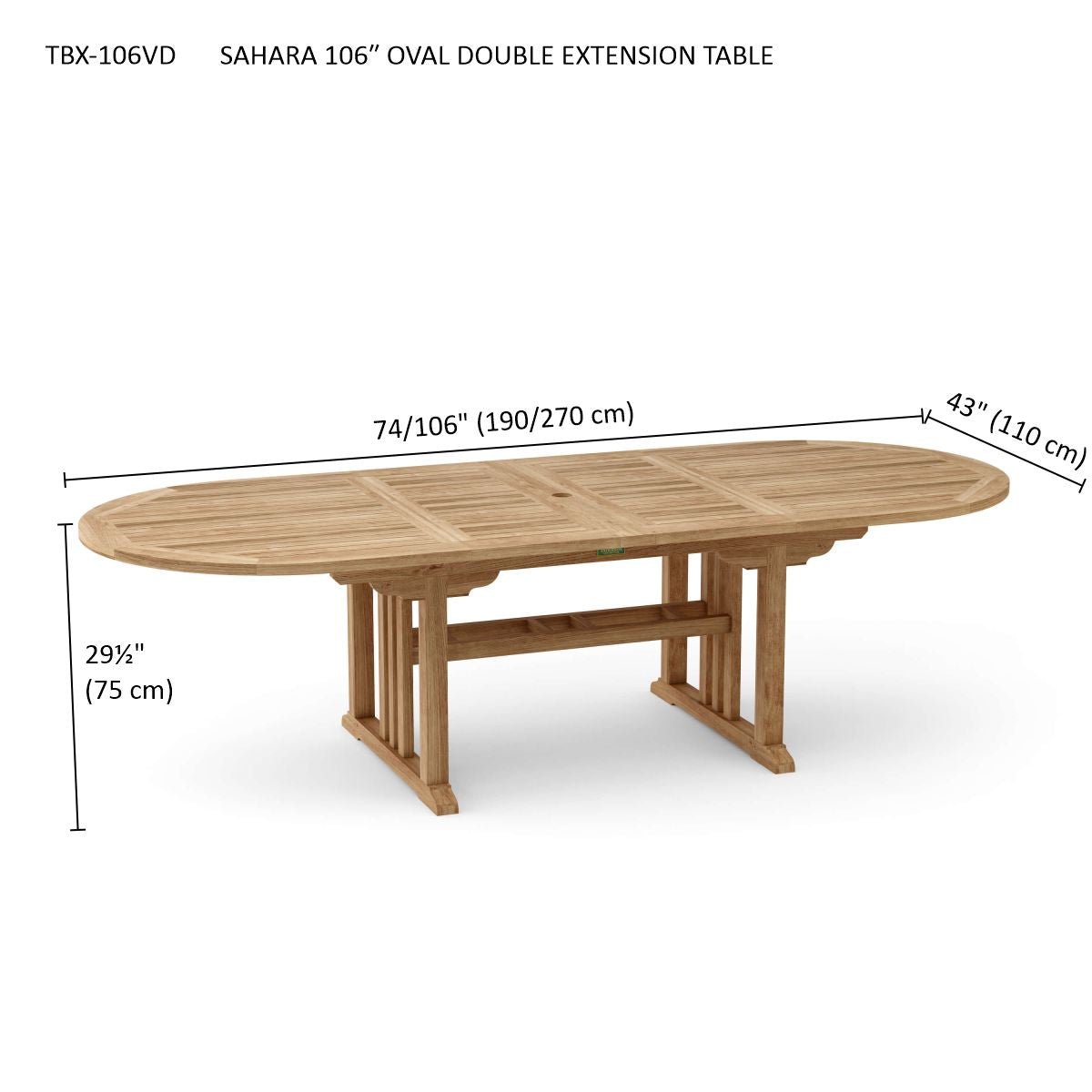 Oval Teak Table (106" Long) - Sahara - Detailed View 6 | EuroLife Furniture