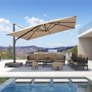 PURPLE LEAF Heavy Duty Cantilever Patio Umbrella Extra Large Outdoor Umbrella for Yard, Garden, Pool