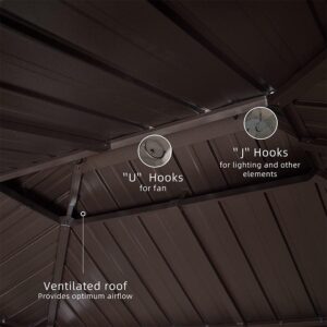 PURPLE LEAF Hardtop Grill Gazebo for Patio Bronze Permanent Metal Roof Outside Sun Shade Outdoor BBQ Canopy