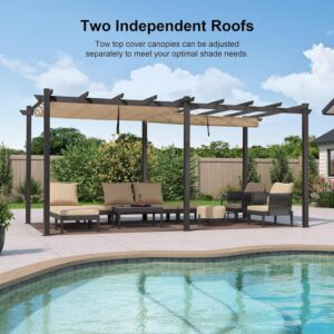 PURPLE LEAF Outdoor Pergola with Retractable Canopy Aluminum Shelter for Porch Garden  Beach Shade Pavilion Pergola Modern Backyard Deck
