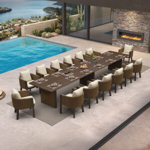 PURPLE LEAF Sanori Outdoor Dining Set Luxury Aluminum Patio Table and Dining Chairs Set with  Olefin Fabric Cushions and Pillows for Deck Garden