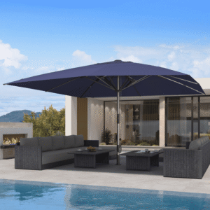 PURPLE LEAF Semi-Auto Extra Large Patio Umbrella Premium Commercial Market Umbrella for Garden, Café and Hotel