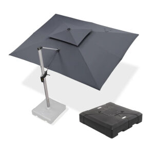 PURPLE LEAF Rectangular Large Outdoor Cantilever Umbrella With Base for Garden, Pool