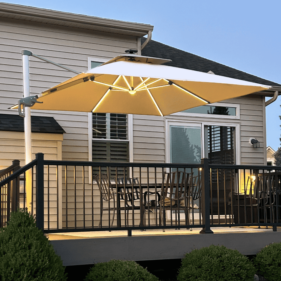 PURPLE LEAF Large Solar Yard Umbrellas Double Top Square Patio Umbrella with Lights - Detailed View 4 | EuroLife Furniture