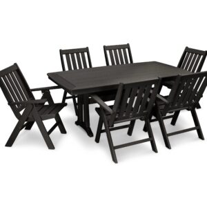 Vineyard Folding Chair 7-Piece Dining Set with Trestle Legs