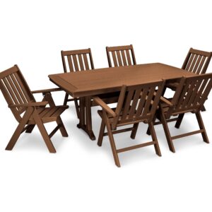 Vineyard Folding Chair 7-Piece Dining Set with Trestle Legs