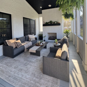 PURPLE LEAF Sanori Classical with Table Grey Patio Conversation Set with Cushions for Poolside