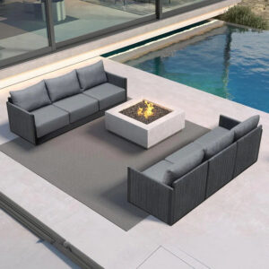 PURPLE LEAF Sanori Classical without Table Grey Patio Conversation Set with Cushions for Deck