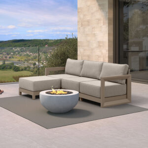 PURPLE LEAF Caesar L-shaped Patio Conversation Set with Khaki Cushion Pillows and Ottoman Couch for Backyard Porch