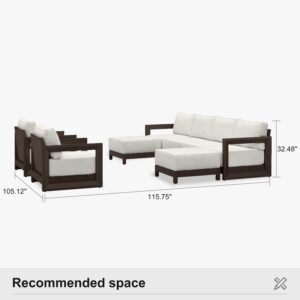 PURPLE LEAF Caesar Enclosed Patio Conversation Set with Bronze Cushion Pillows and Ottoman for Porch Garden